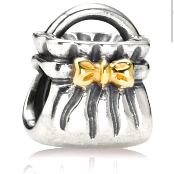 RETIRED Pandora Purse Handbag Charm with 14k bow - Picture 2 of 13